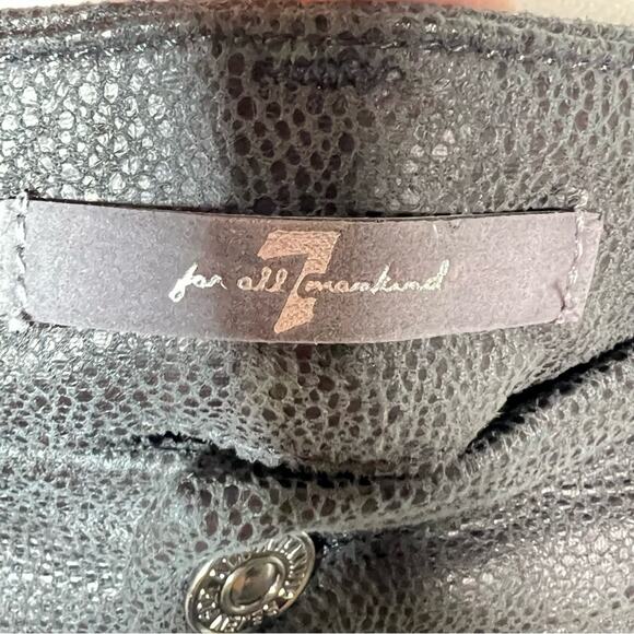 7 for all mankind dark gray faux leather reptile print skinny jeans size 32 B91 - Picture 2 of 4